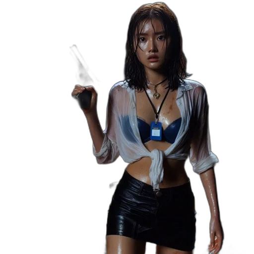 umbrella, jacket, jewelry, staff, concept art, cyberpunk, photorealistic, comic book art transparent PNG cut-out
