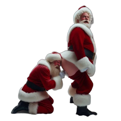 3d render, inside, holiday-themed, space, several, santas, depicted, amidst transparent PNG cut-out