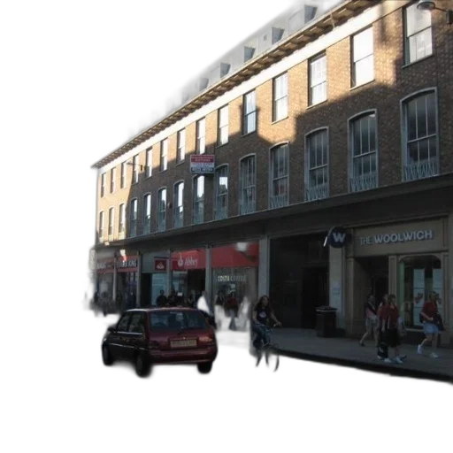building, 3d render, photorealistic, concept art, city street, street, scene, red transparent PNG cut-out