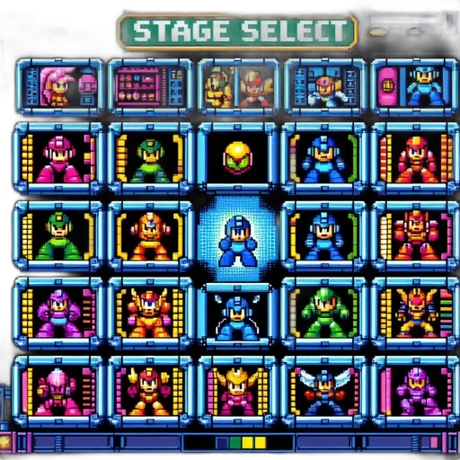 robot, pixel art, concept art, outer space, blue, colorful, neon, pixel transparent PNG cut-out
