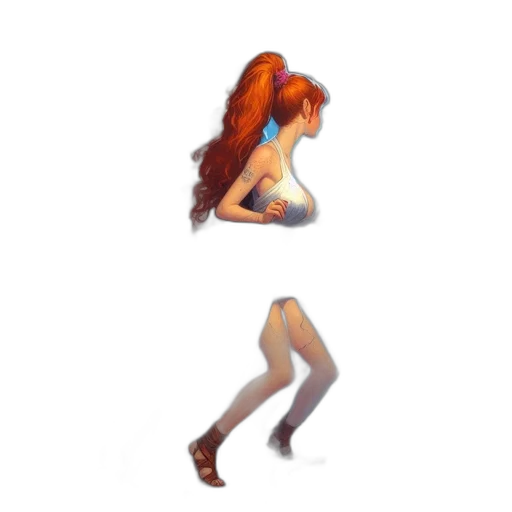 dress, hair, pixel art, concept art, 3d render, fantasy art, red-haired, woman transparent PNG cut-out