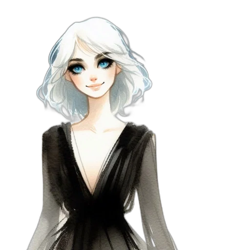 dress, fantasy art, concept art, cartoon, watercolor, monochrome, dark, blue transparent PNG cut-out