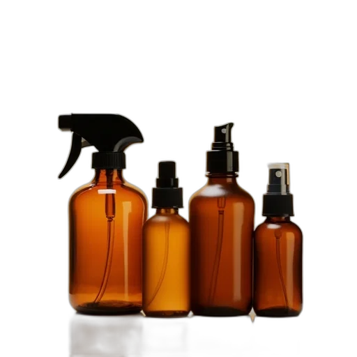 bottle, different, sizes, amber transparent PNG cut-out