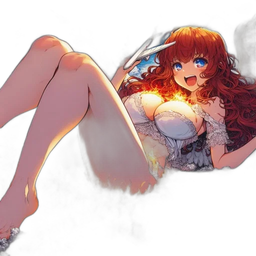 dress, anime, fantasy art, concept art, watercolor, fire, neon lights, sunset transparent PNG cut-out