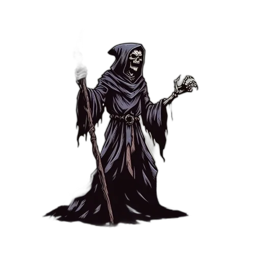 staff, creature, mask, concept art, fantasy art, pixel art, comic book art, dark transparent PNG cut-out