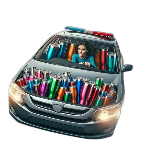 car, staff, photorealistic, 3d render, concept art, cartoon, woman, drives transparent PNG cut-out