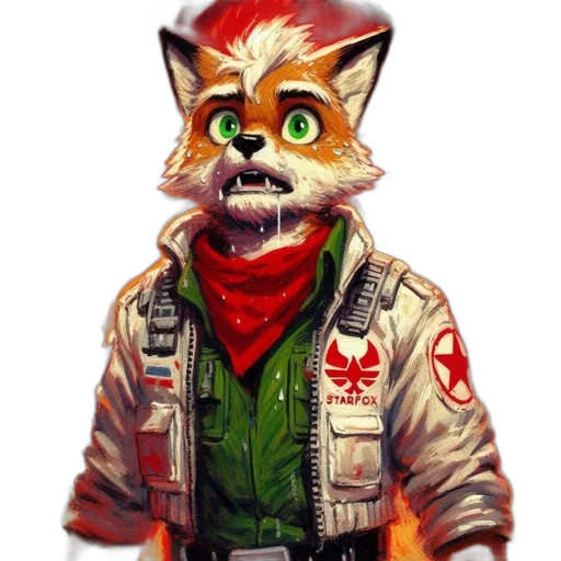 jacket, staff, animal, mask, concept art, pixel art, fantasy art, comic book art transparent PNG cut-out