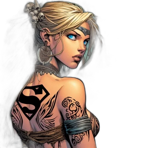 jewelry, comic book art, fantasy art, concept art, cartoon, illustrated, woman, adorned transparent PNG cut-out
