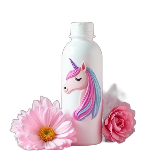 bottle, photorealistic, 3d render, vaporwave, unicorn, whipped, bath, butter transparent PNG cut-out