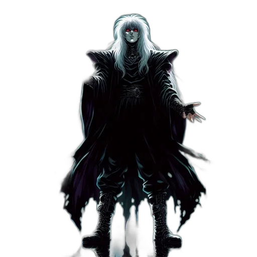 mask, creature, jacket, staff, concept art, fantasy art, pixel art, comic book art transparent PNG cut-out