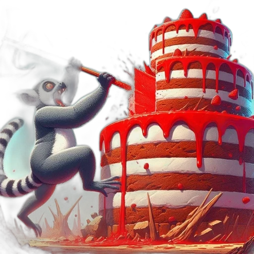 robot, concept art, 3d render, fantasy art, comic book art, lemur-like, creature, wields transparent PNG cut-out