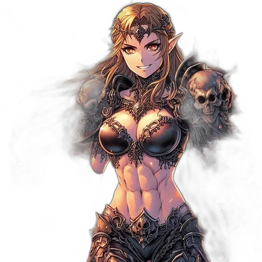 fantasy art, concept art, comic book art, pixel art, dark, monochrome, armored, warrior-woman transparent PNG cut-out