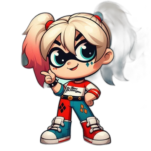 staff, jacket, pixel art, cartoon, anime, concept art, harley, quinn transparent PNG cut-out