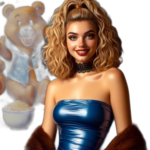 photorealistic, concept art, fantasy art, oil painting, young, woman, blonde, curly transparent PNG cut-out