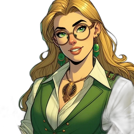 staff, comic book art, concept art, cartoon, fantasy art, green, earth tones, female transparent PNG cut-out