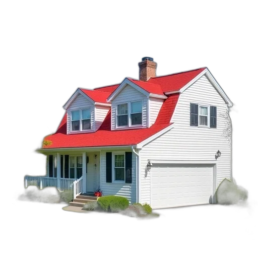 building, 3d render, photorealistic, concept art, two-story, suburban, house, red transparent PNG cut-out