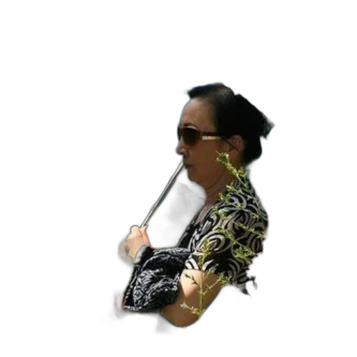 staff, jacket, hair, jewelry, 3d render, photorealistic, vaporwave, woman transparent PNG cut-out
