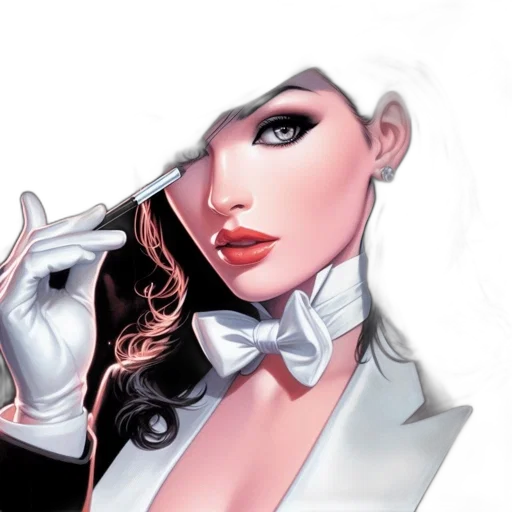 jewelry, face, comic book art, concept art, fantasy art, photorealistic, intensely, styled transparent PNG cut-out