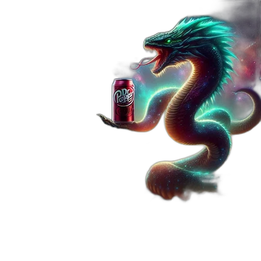dragon, bottle, creature, animal, fantasy art, concept art, vaporwave, 3d render transparent PNG cut-out