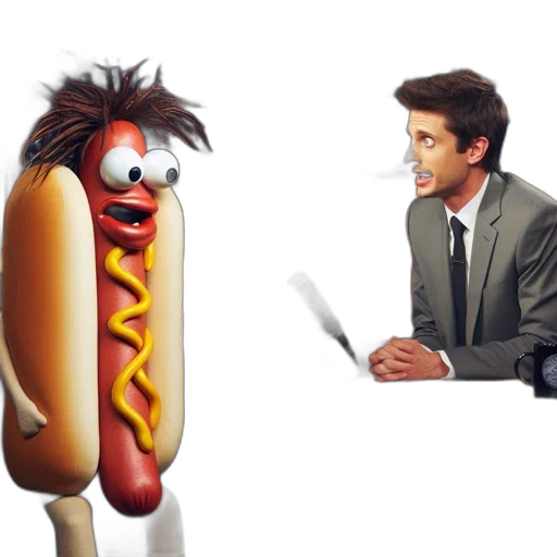 food, animal, concept art, cartoon, hot, dog, character, man transparent PNG cut-out