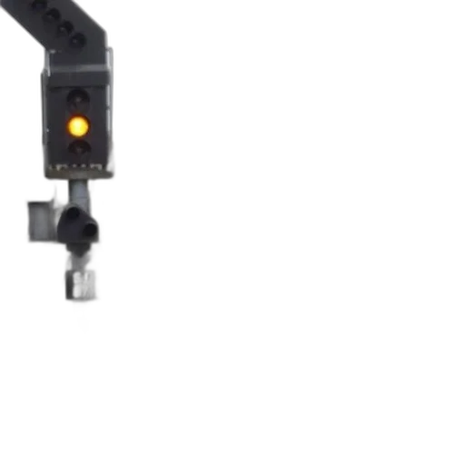 robot, staff, weapon, 3d render, train, approaching, tracks, yellow transparent PNG cut-out