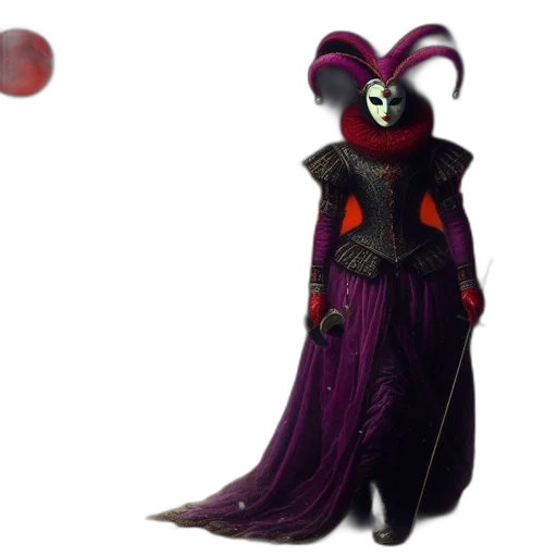 mask, dress, concept art, 3d render, fantasy art, outer space, dark, red transparent PNG cut-out