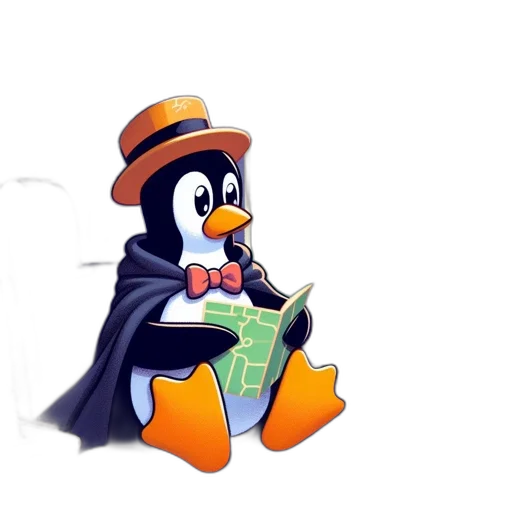 hat, staff, concept art, cartoon, pixel art, 3d render, penguin, formal transparent PNG cut-out