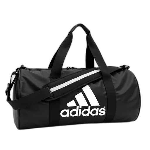 black, white, striped, adidas, sports, bag, logo, front transparent PNG cut-out