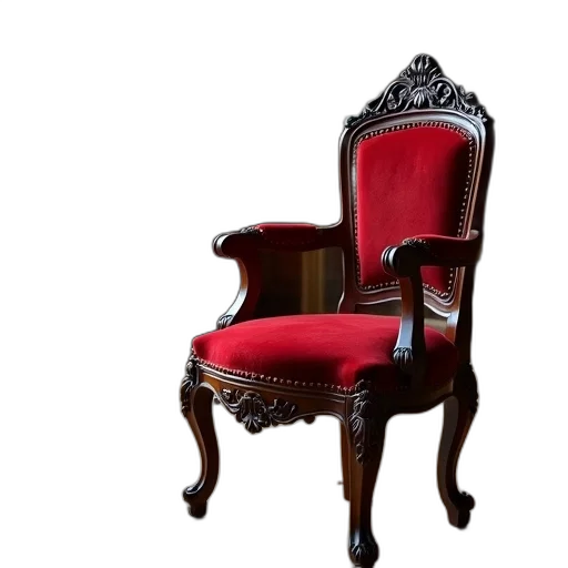 furniture, crown, staff, 3d render, photorealistic, antique, wooden, chair transparent PNG cut-out
