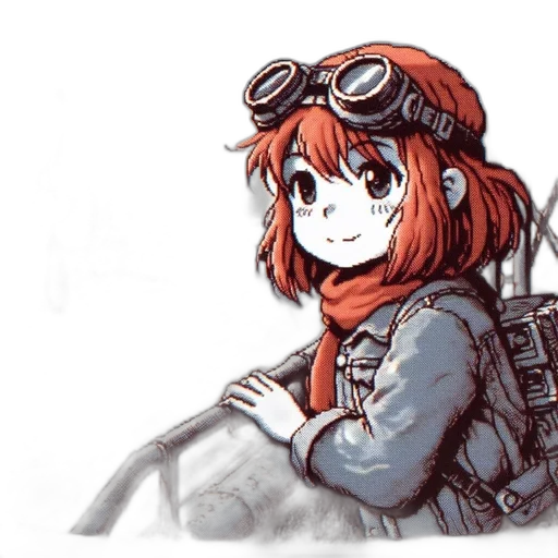 weapon, jacket, hat, robot, concept art, anime, watercolor, pixel art transparent PNG cut-out