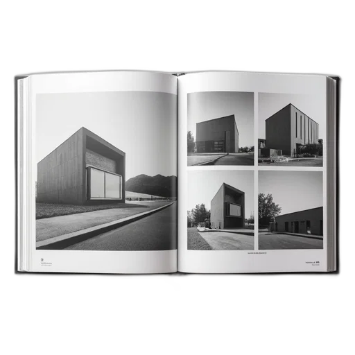 building, furniture, photorealistic, 3d render, book, four, pictures, including transparent PNG cut-out
