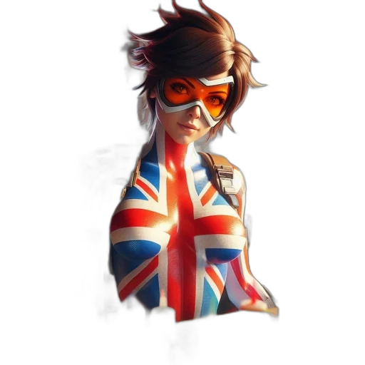 jacket, concept art, cartoon, pixel art, comic book art, british, flag-themed, character transparent PNG cut-out