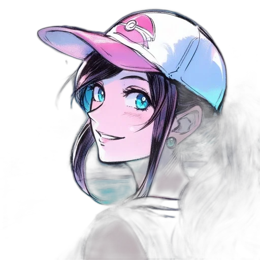 hat, face, staff, jacket, anime, vaporwave, watercolor, concept art transparent PNG cut-out