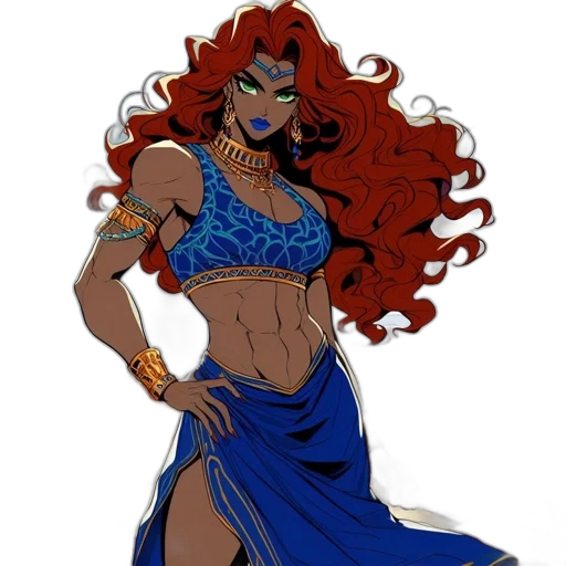 dress, comic book art, concept art, fantasy art, cartoon, blue, woman, red transparent PNG cut-out