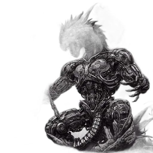 dragon, creature, robot, weapon, concept art, fantasy art, comic book art, pencil sketch transparent PNG cut-out