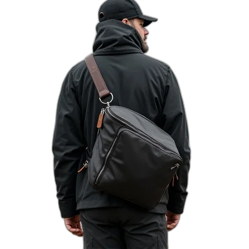 jacket, staff, dark, man, distance, accessories, zip, pouch transparent PNG cut-out