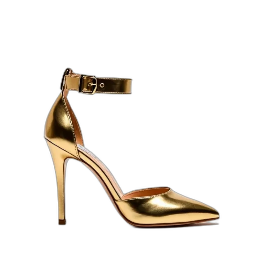 shoes, jewelry, golden, pair, gold, high-heeled, sandals, metallic transparent PNG cut-out