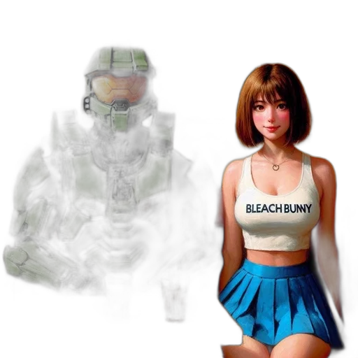 robot, dress, concept art, vaporwave, pixel art, fantasy art, fog, green transparent PNG cut-out