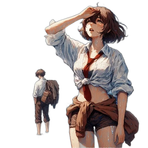 bottle, jacket, weapon, staff, concept art, anime, watercolor, fantasy art transparent PNG cut-out