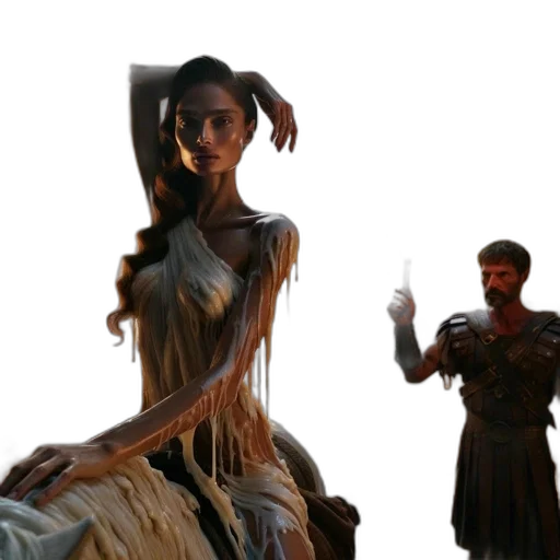 staff, dress, weapon, sword, concept art, fantasy art, 3d render, photorealistic transparent PNG cut-out