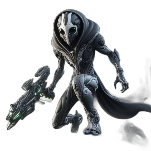 robot, creature, weapon, mask, concept art, fantasy art, comic book art, 3d render transparent PNG cut-out