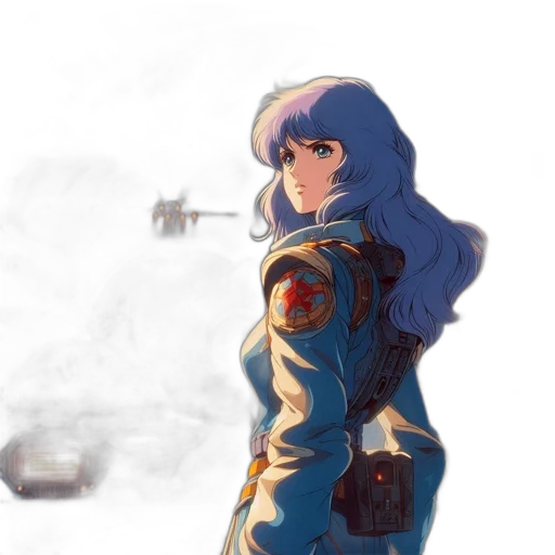 jacket, weapon, robot, sword, concept art, anime, pixel art, cyberpunk transparent PNG cut-out