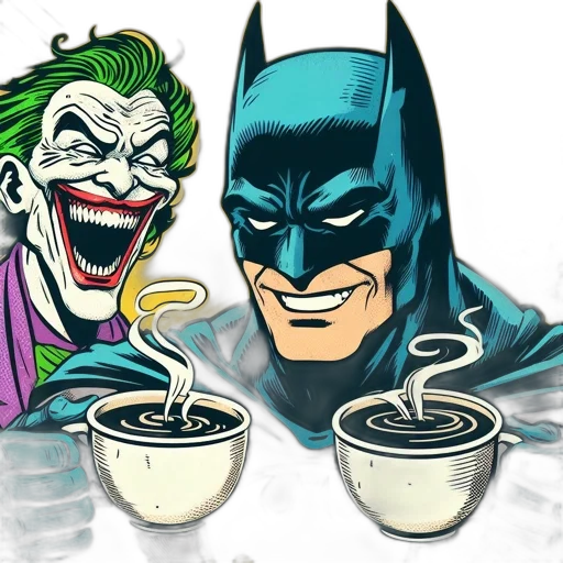 comic book art, concept art, two, icons, joker, green, hair, white transparent PNG cut-out