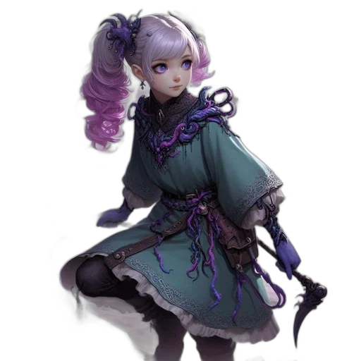 dress, staff, fantasy art, concept art, anime, pixel art, dark, pastel transparent PNG cut-out