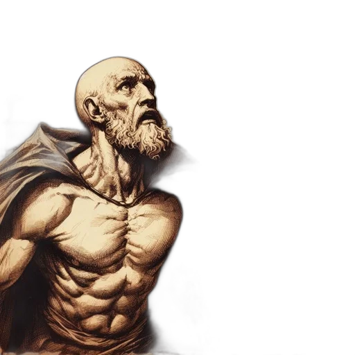 comic book art, concept art, fantasy art, photorealistic, elderly, distressed, man, stands transparent PNG cut-out