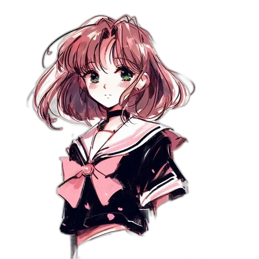 jacket, staff, hair, creature, anime, watercolor, vaporwave, concept art transparent PNG cut-out