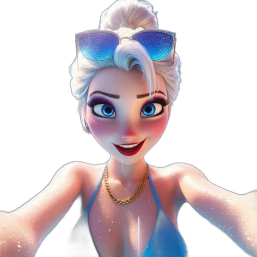 face, crown, cartoon, 3d render, concept art, comic book art, underwater, female transparent PNG cut-out
