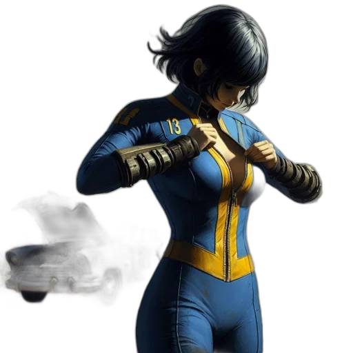 jacket, robot, weapon, concept art, comic book art, fantasy art, 3d render, blue transparent PNG cut-out