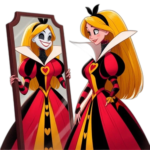 dress, mask, concept art, cartoon, comic book art, fantasy art, red, queen transparent PNG cut-out