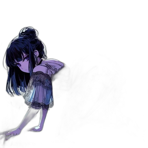 dress, creature, mask, hair, concept art, anime, watercolor, fantasy art transparent PNG cut-out